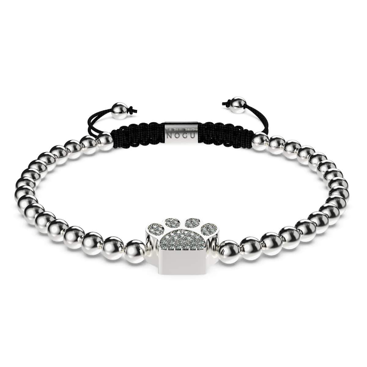 Paw | Silver | Black | Crystal Pup Print | Macrame Charmballa Bracelet