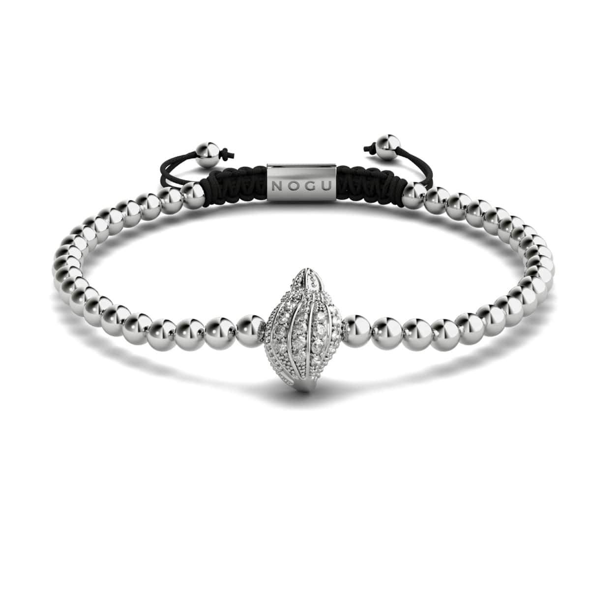 Isla | Silver | Crystal Conch Shell Macrame Charmballa Bracelet