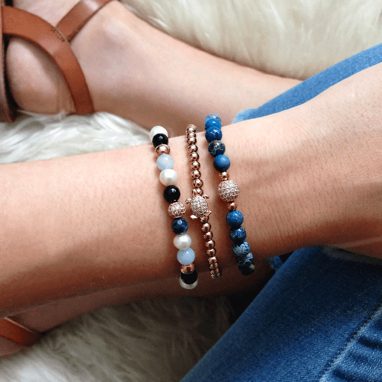 Tortuga | 18k Rose Gold | Crystal Sea Turtle Bracelet