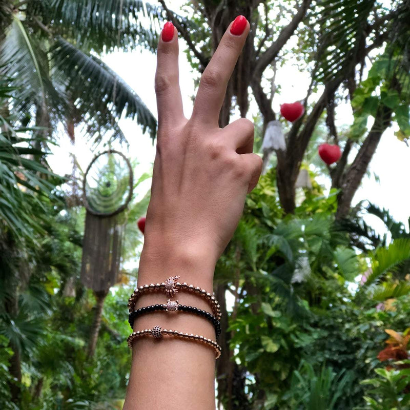 Tortuga | Gunmetal & 18k Rose Gold | Crystal Sea Turtle Bracelet
