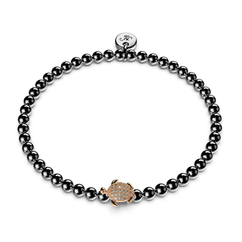 Tortuga | Gunmetal & 18k Rose Gold | Crystal Sea Turtle Bracelet