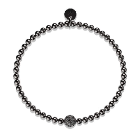 Goal | Gunmetal | Crystal Soccer Ball Charm Bracelet