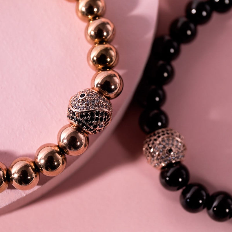 Balance | 18k Rose Gold & Gunmetal | Crystal Yin Yang