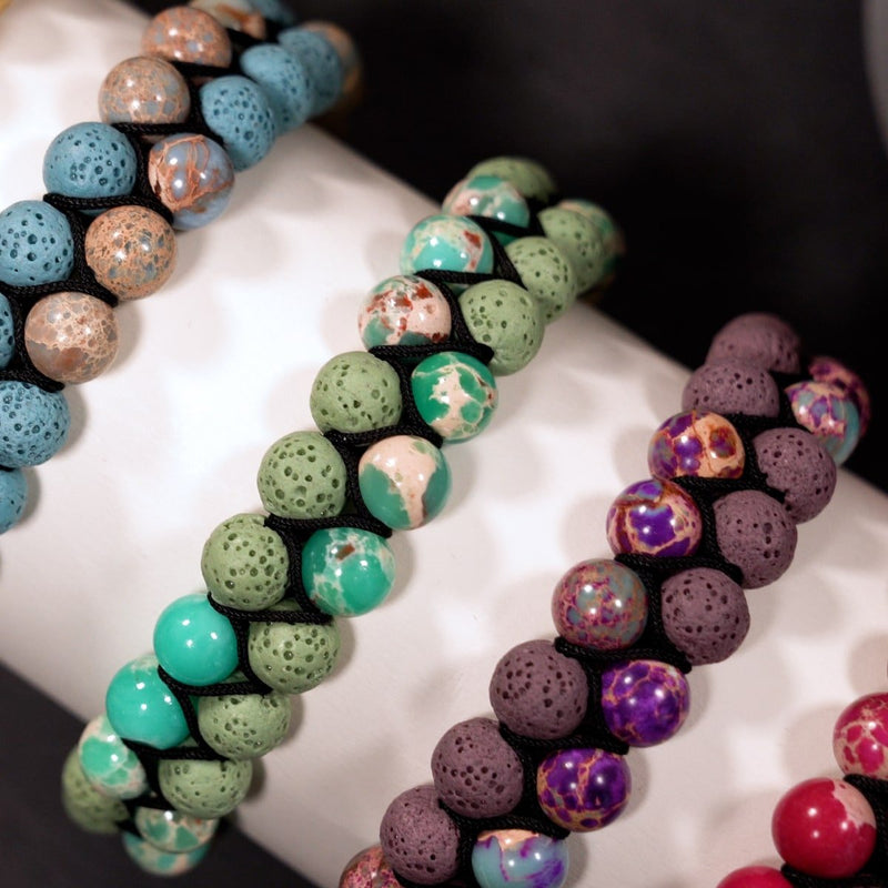Purple Oceanic Jasper | Gunmetal | Lava Rock Diffuser Bracelet