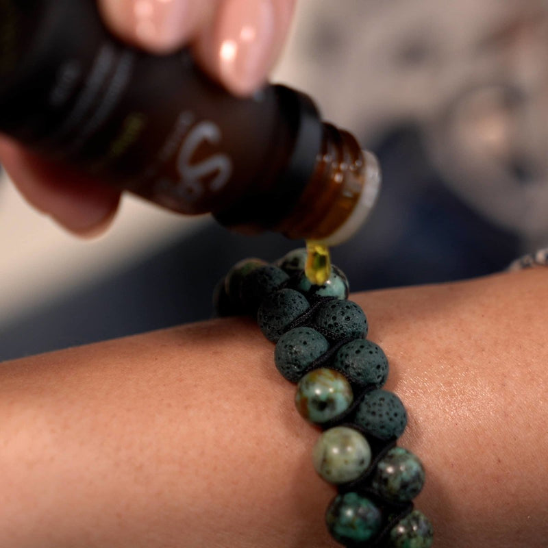 Teal Oceanic Jasper | Gunmetal | Lava Rock Diffuser Bracelet