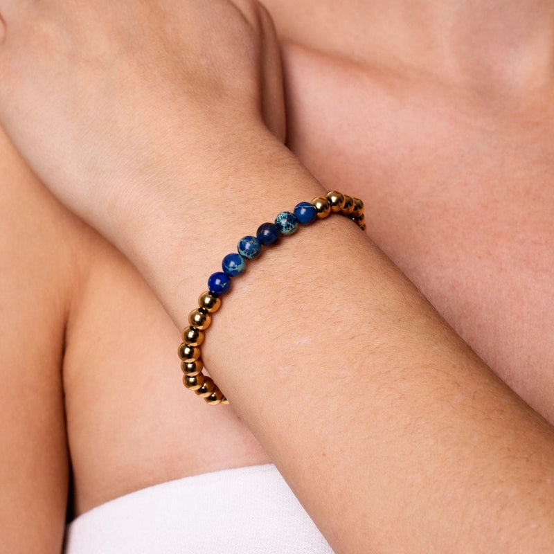 Jubilant | 18k Gold | Dark Blue Emperor Gemstone | Expression Bracelet