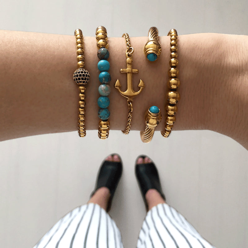 Jubilant | 18k Gold | Dark Blue Emperor Gemstone | Expression Bracelet