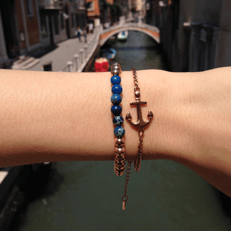 Jubilant | 18k Rose Gold | Dark Blue Emperor Gemstone | Expression Bracelet