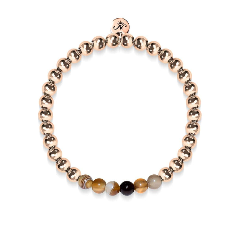Satisfaction | 18k Rose Gold | Grey Line Agate | Gemstone Expression Bracelet