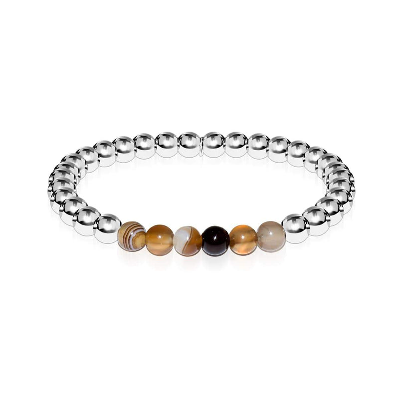 Satisfaction | Silver | Grey Line Agate | Gemstone Expression Bracelet