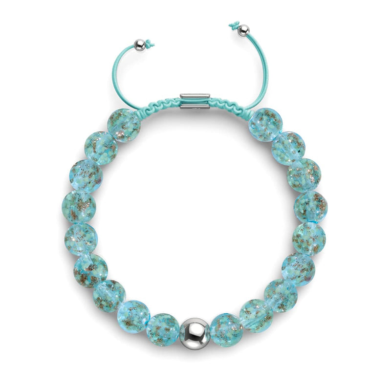 Arctic Blue | Silver | Firefly Glass Macrame Bracelet