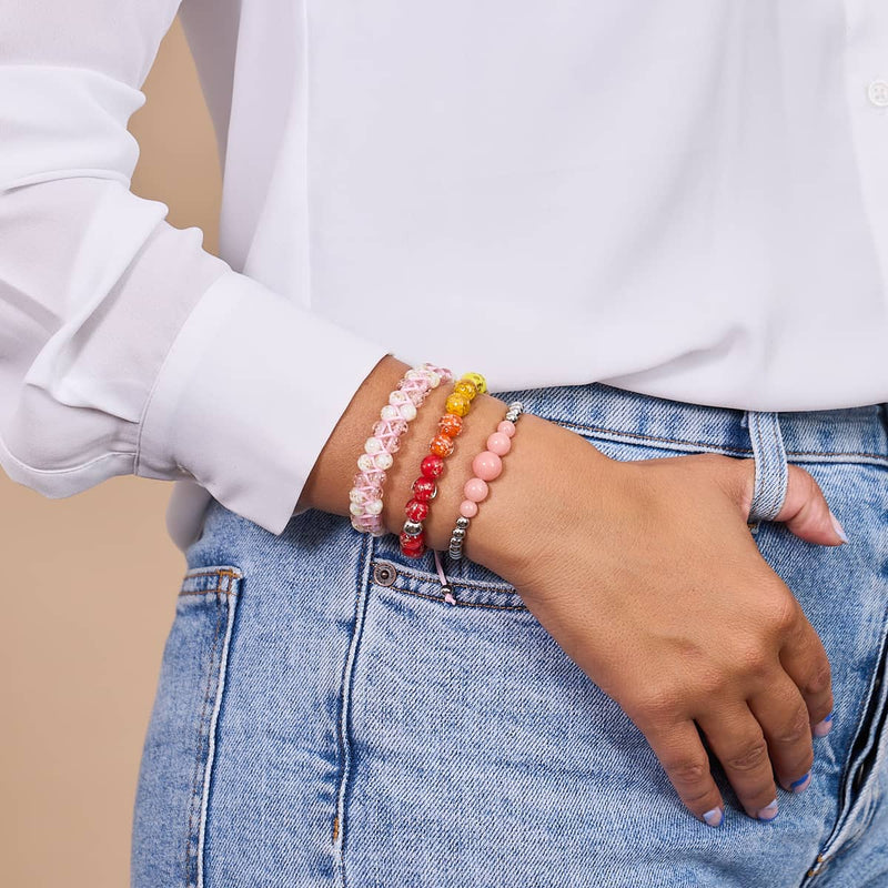 Bubblegum Dream | Rosewater x Ivory | Double Firefly Glass Bracelet