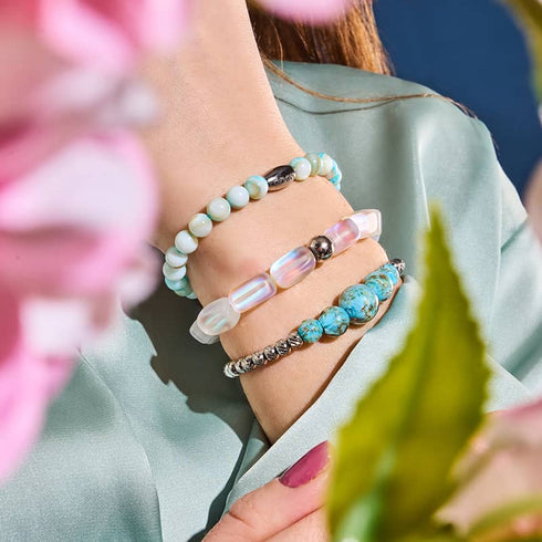 Cerulean | Silver | Firefly Glass Cascade Bracelet