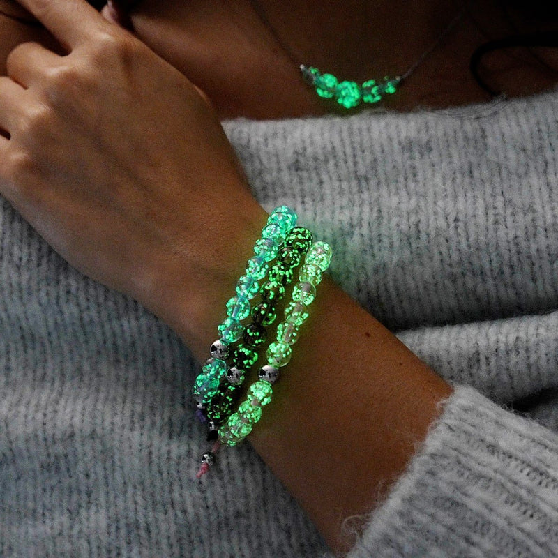 Chocolate | Silver | Firefly Glass Macrame Bracelet