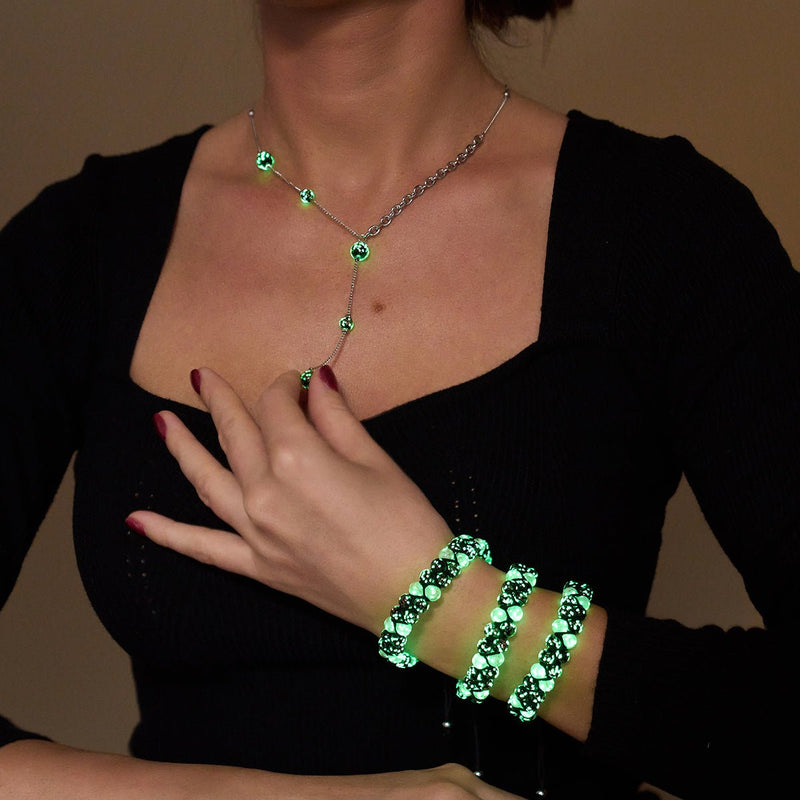 Cookies & Cream | Obsidian x Ivory | Double Firefly Glass Bracelet