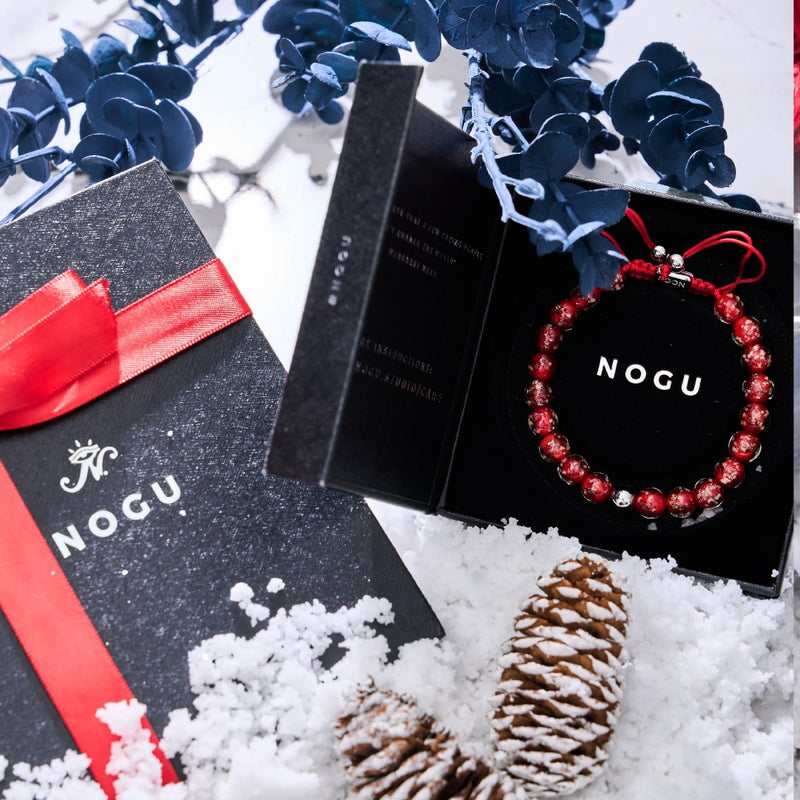 Crimson | Silver | Firefly Glass Macrame Bracelet