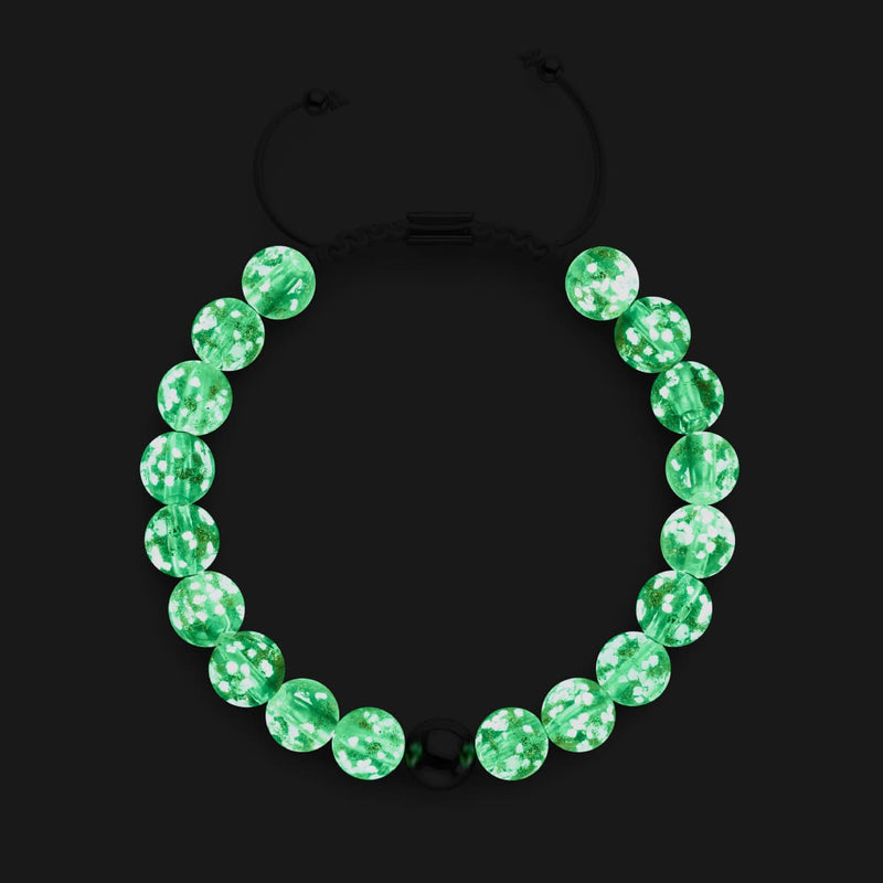 Evergreen | Silver | Firefly Glass Macrame Bracelet