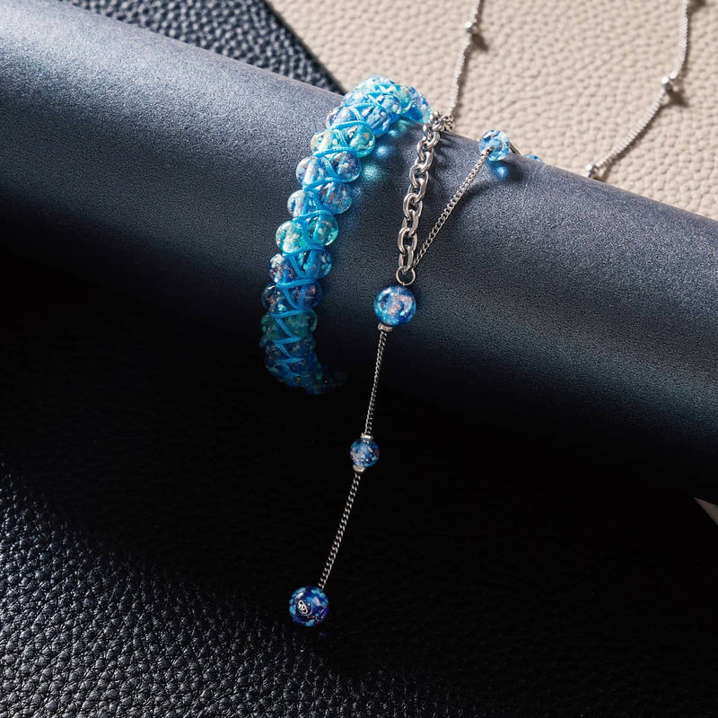 Indigo Glacier | Indigo x Arctic Blue | Double Firefly Glass Bracelet