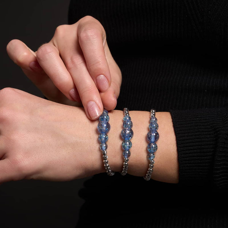 Indigo | Silver | Firefly Glass Cascade Bracelet