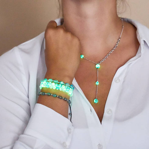 Into the Clouds | Cerulean x Ivory | Double Firefly Glass Bracelet