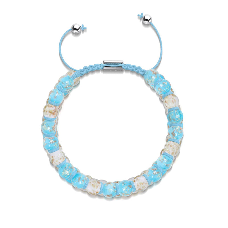 Into the Clouds | Cerulean x Ivory | Double Firefly Glass Bracelet