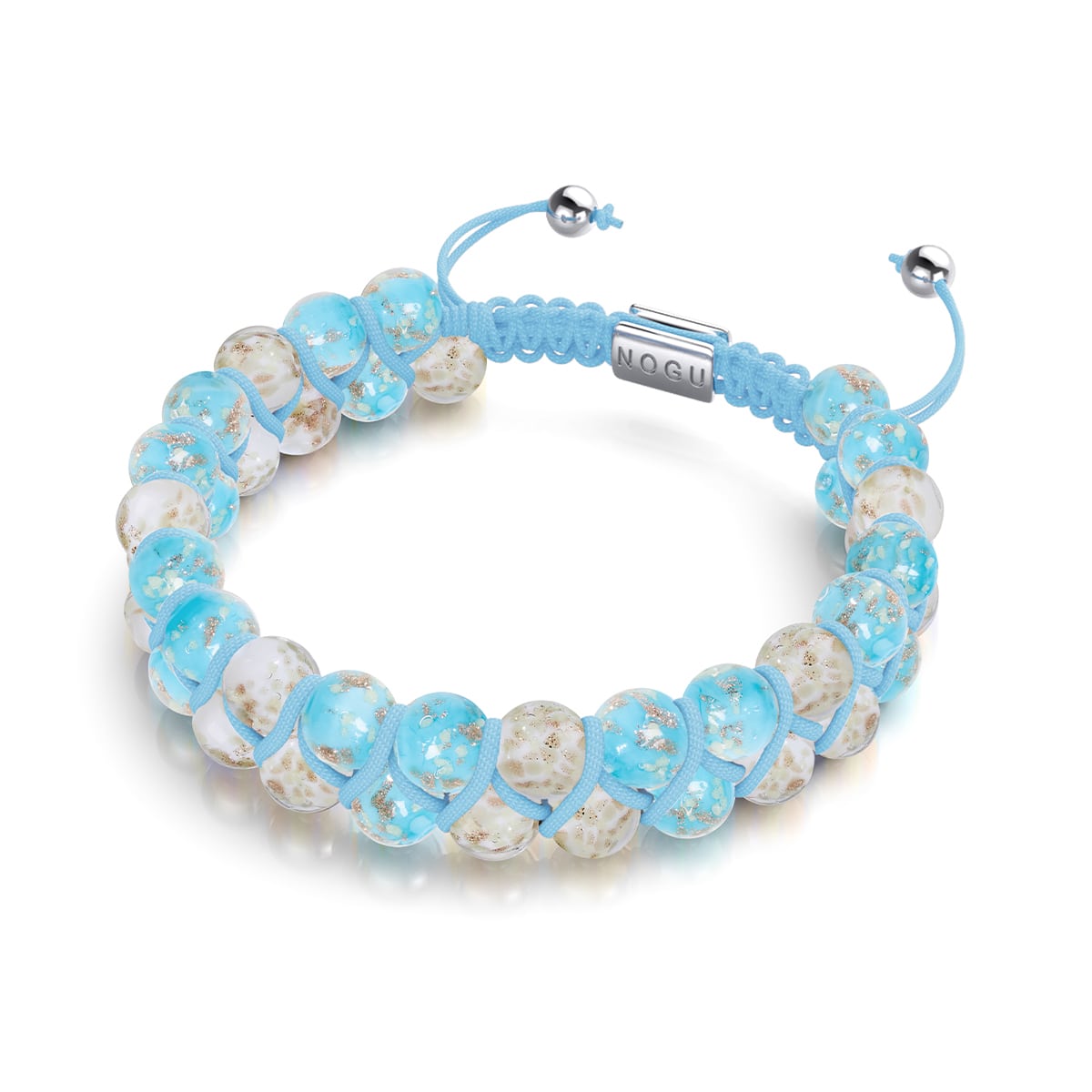 Into the Clouds | Cerulean x Ivory | Double Firefly Glass Bracelet