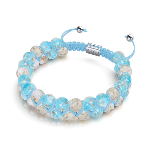 Into the Clouds | Cerulean x Ivory | Double Firefly Glass Bracelet