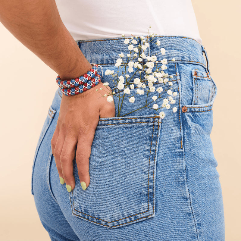 Land of the Free | Cobalt x Crimson | Double Firefly Glass Bracelet