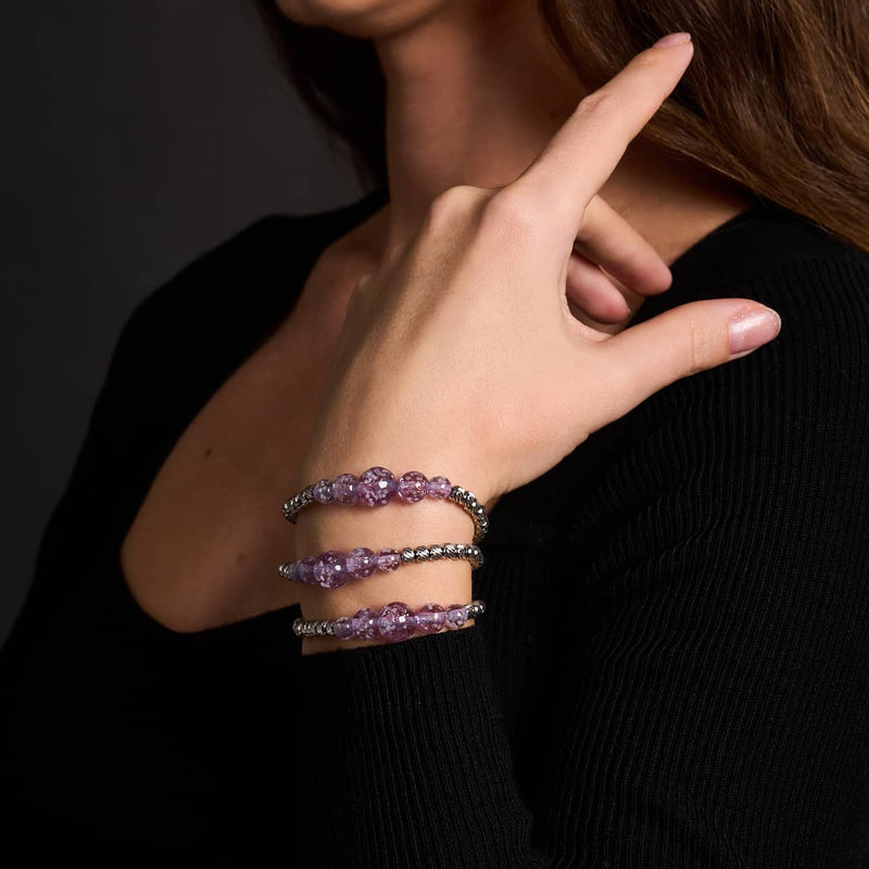 Lilac | Silver | Firefly Glass Cascade Bracelet