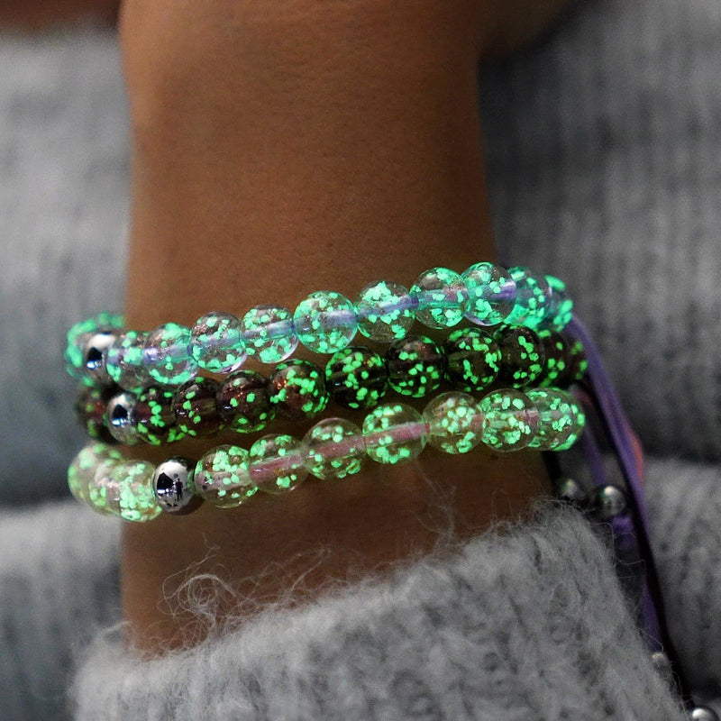 Lilac | Silver | Firefly Glass Macrame Bracelet