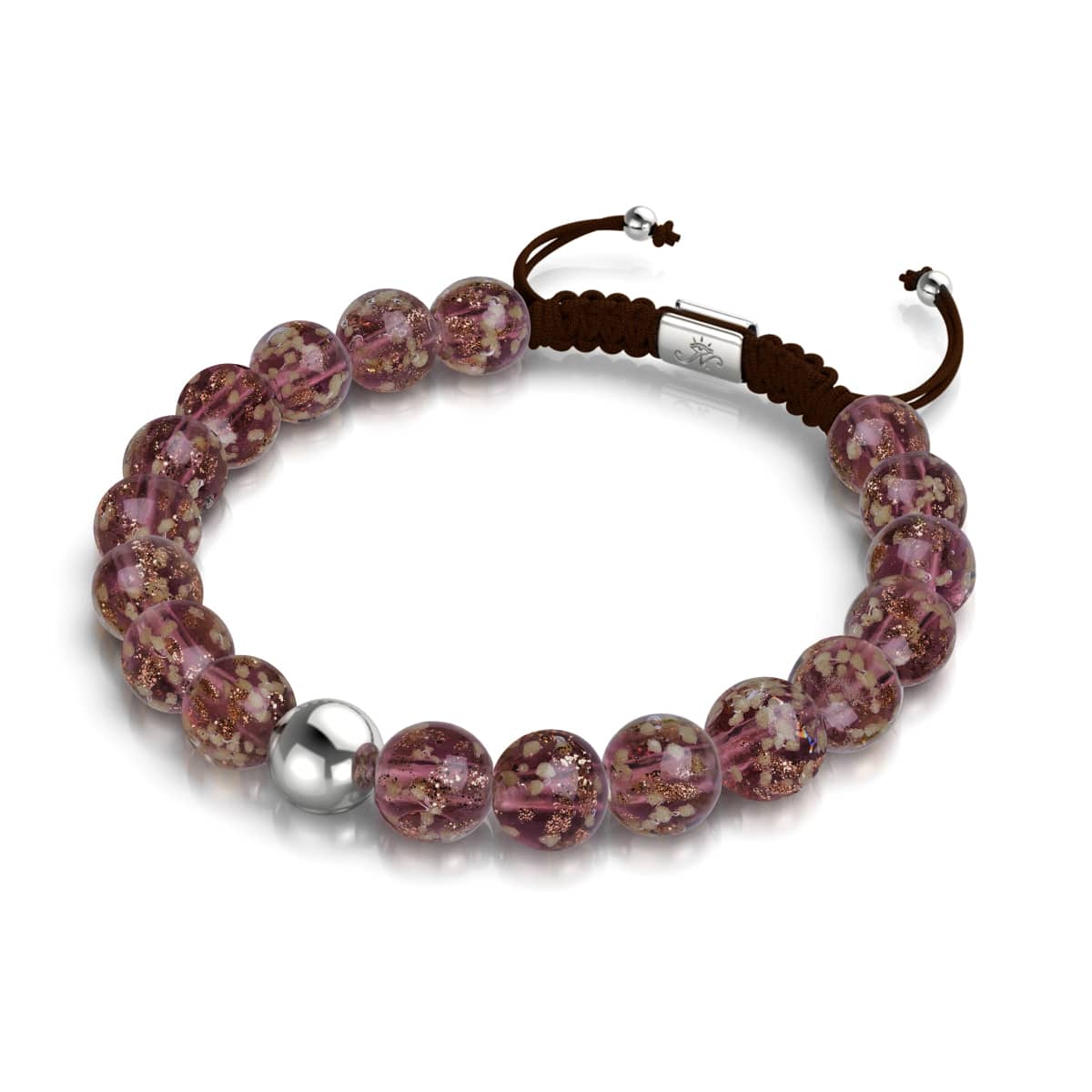 Merlot | Silver | Firefly Glass Macrame Bracelet