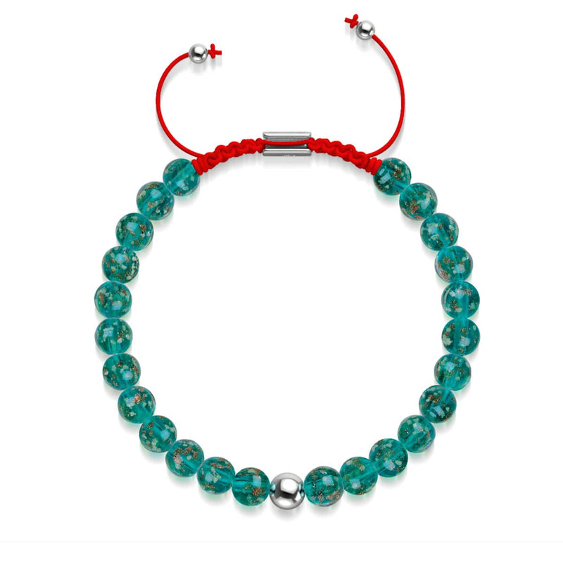 Mini Teal Firefly Glass x Red String Bracelet