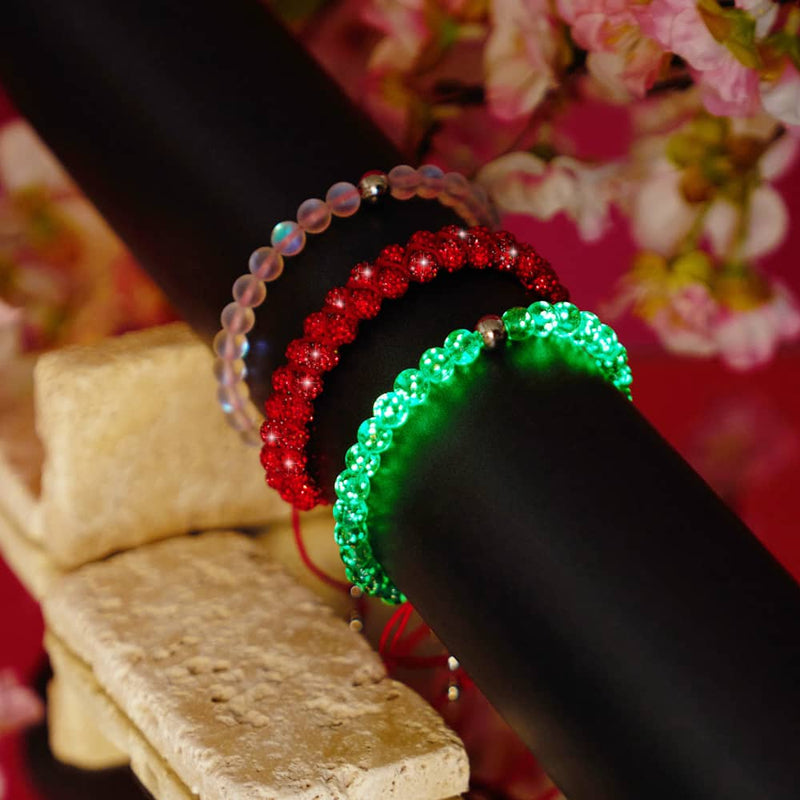 Mini Teal Firefly Glass x Red String Bracelet