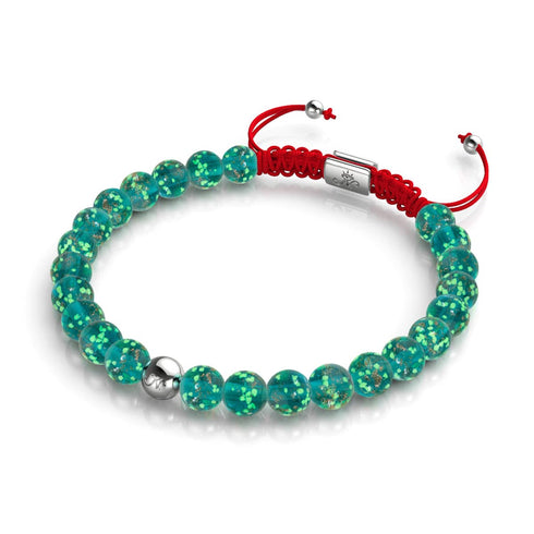 Mini Teal Firefly Glass x Red String Bracelet