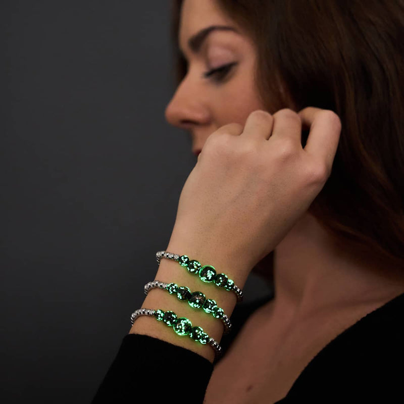 Obsidian | Silver | Firefly Glass Cascade Bracelet