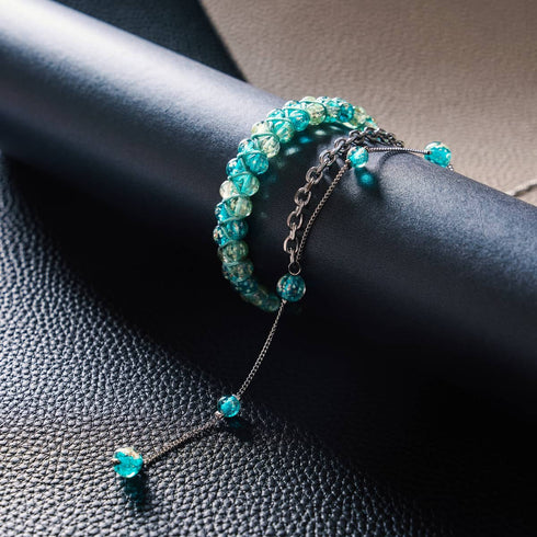 Ocean Spray | Teal x Evergreen | Double Firefly Glass Bracelet