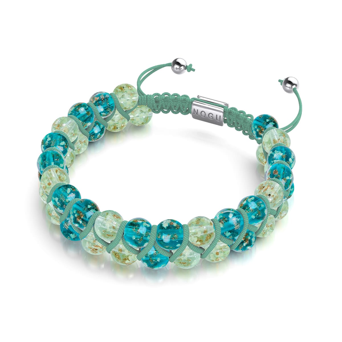 Ocean Spray | Teal x Evergreen | Double Firefly Glass Bracelet