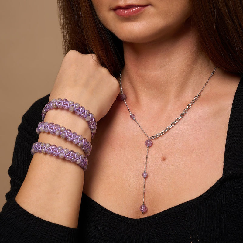 Purple Fields | Periwinkle x Lilac | Double Firefly Glass Bracelet