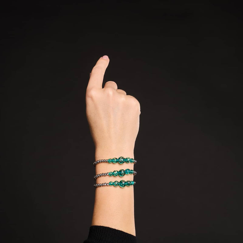 Teal | Silver | Firefly Glass Cascade Bracelet