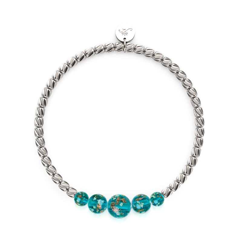 Teal | Silver | Firefly Glass Cascade Bracelet