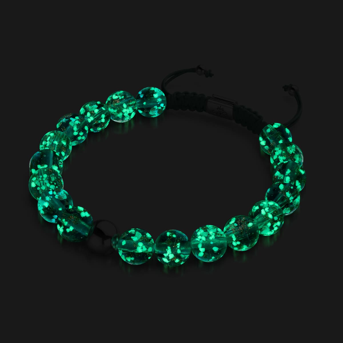 Teal | Silver | Firefly Glass Macrame Bracelet