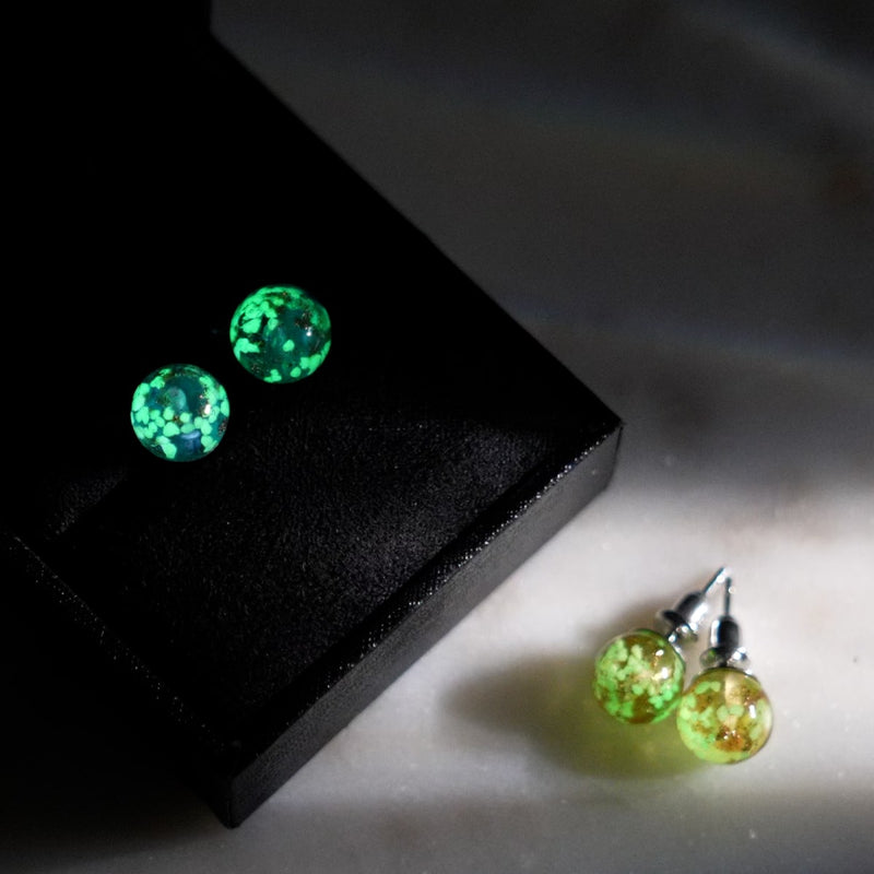 Amber | .925 Sterling Silver | Firefly Glass Stud Earrings