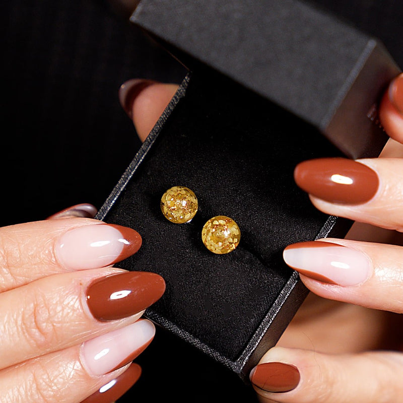 Amber | .925 Sterling Silver | Firefly Glass Stud Earrings