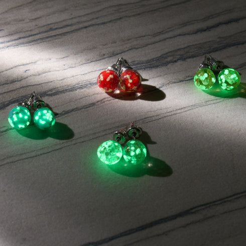 Amber | .925 Sterling Silver | Mini Firefly Glass Stud Earrings