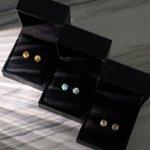 Amber | .925 Sterling Silver | Mini Firefly Glass Stud Earrings