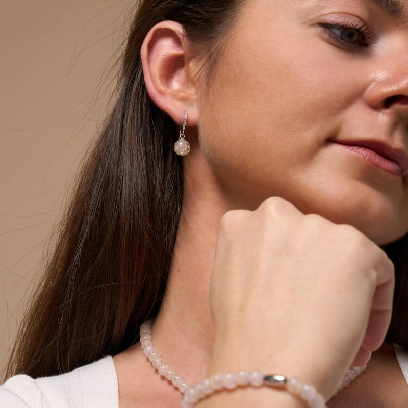 Guava | .925 Sterling Silver | Firefly Glass Huggie Earrings