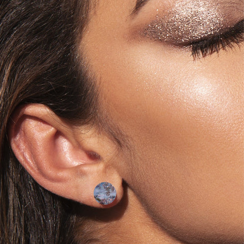 Indigo | .925 Sterling Silver | Firefly Glass Stud Earrings