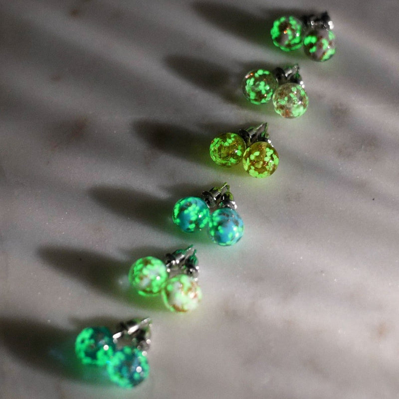 Indigo | .925 Sterling Silver | Firefly Glass Stud Earrings