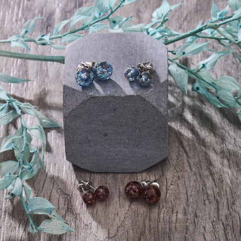 Indigo | .925 Sterling Silver | Mini Firefly Glass Stud Earrings