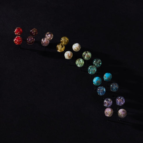 Indigo | .925 Sterling Silver | Mini Firefly Glass Stud Earrings